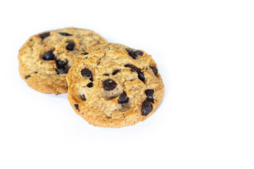 two cookie chocolate on white background.