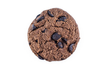 one cookie chocolate on white background.