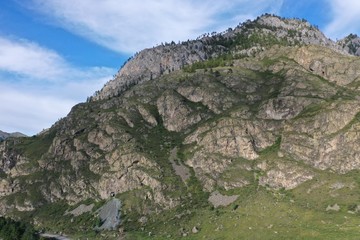 mountains of the Altai Republic, Chemal district, near the village of Yelanda, summer month August, evening