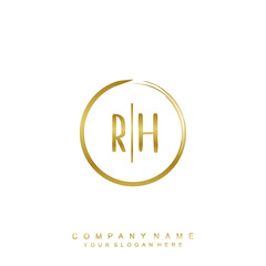 RH initials with a golden circle brush template