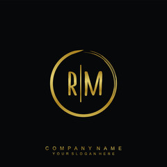 RM initials with a golden circle brush template