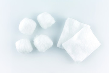 cotton ball and pad white soft clean beauty health medicine on white background.