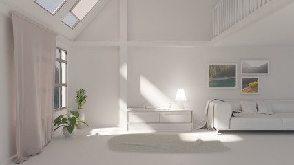 Scandinavian living room. 3D rendering.