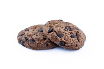 two cookie chocolate on white background.