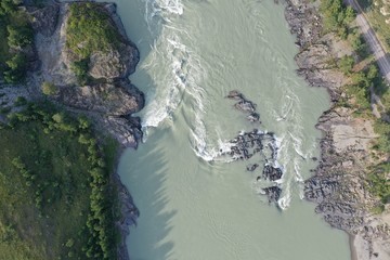 Elandinsky rapids on the Katun River, Chemal district, Altai Republic, summer month August, evening