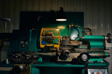 Lathe in the workplace of a turner in a car workshop.