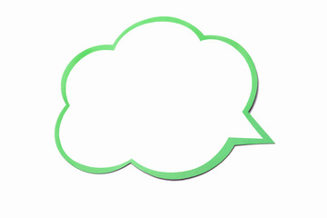 Speech bubble as a cloud with light green border isolated on white background. Copy space