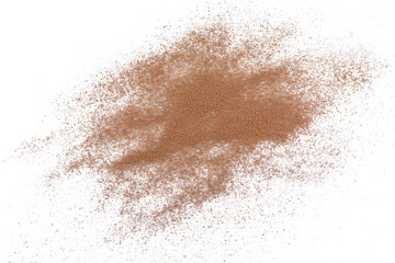 Fototapeta na wymiar pile cocoa powder top view on white background.