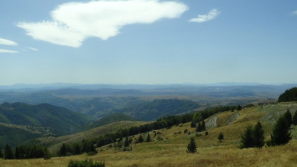 Fototapeta na wymiar Mountain landscape viewed from the top Golija Serbia ideal hiking place not so steem