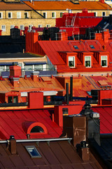 Stockholm, Sweden A view over rooftops known as Siberia inthe neighborhood of Vasastan.