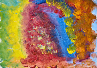 Action painting. Photo of abstract grunge paint, handmade colorful wallpaper