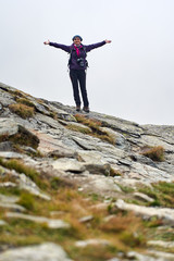 Hiker lady with camera