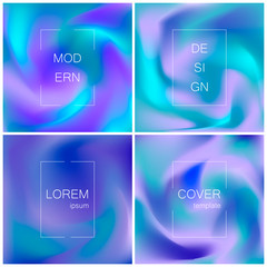 Minimal abstract vector fuid cover design template. Holography gradient background. Vector templates for placards, banners, flyers, presentations and reports