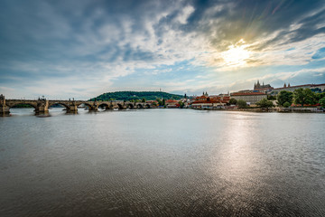 Charles Bridge, a historic bridge in Prague, Czech Republic.