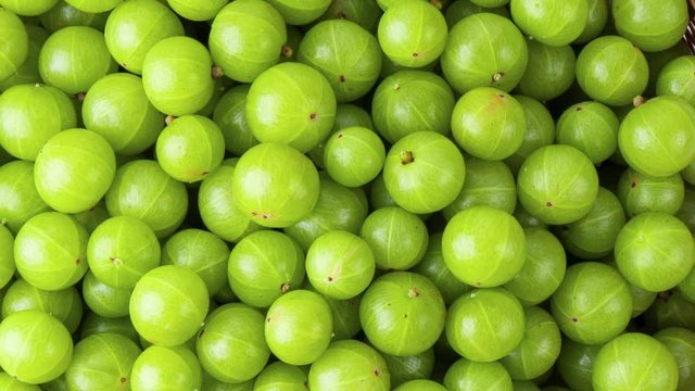 panning fresh Indian gooseberry top view