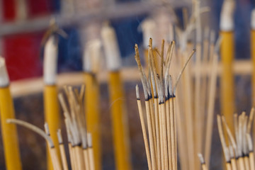 burning incense stick praying chinese god