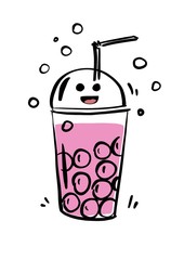 TAPIOCA icon. Bubble / pearl milk tea or boba line art for apps and websites. 