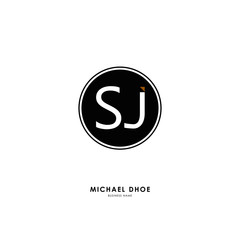 S J SJ Initial logo letter with minimalist concept. Vector with scandinavian style logo.
