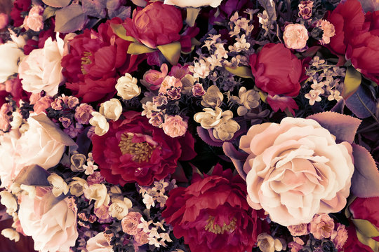 colorful of flowers background vintage ,soft focus
