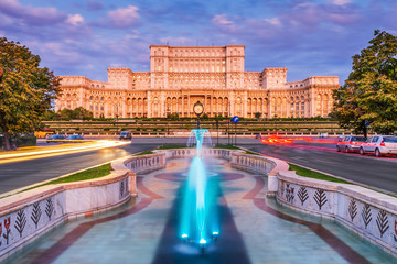 Bucharest, Romania. The Palace of Parliament. - obrazy, fototapety, plakaty