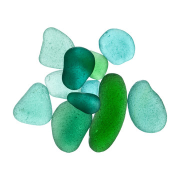 seaglass pieces isolated