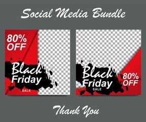 Black Friday sale web banner promotion  for social media mobile apps. Social media template for black friday promotion. Editable template for digital marketing and web banner