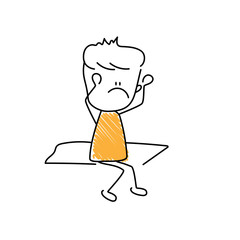 Character with curious emoji