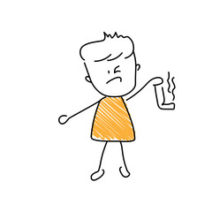 Character with disappointed emoji