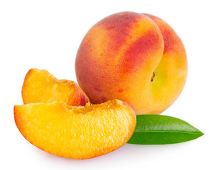 Fresh peach on white background