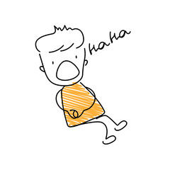 Character with laugh emoji