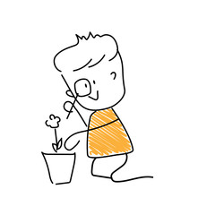 Character with look at flowers emoji