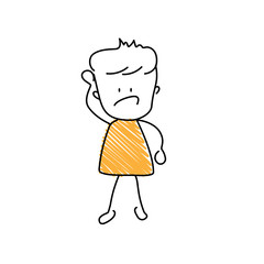 Character with scared emoji