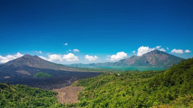 Time Lapse at Mount abang and mount Batur, Bali, Indonesia