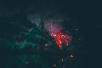  long exposure fire pictures, natural background, selective focus, film and grain