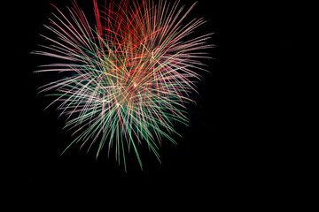Fototapeta premium Colorful fireworks in night sky background
