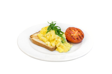 Traditional breakfast plate with eggs and toast