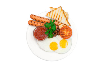 Traditional breakfast plate with eggs and toast