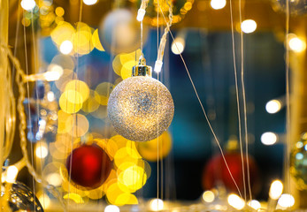 Christmas background - baubles and light
