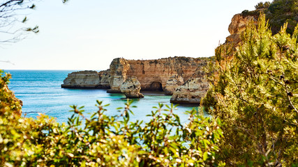 Marinha beach - one of the most famous beaches of Portugal, on the Atlantic coast in Lagoa Municipality, Algarve.