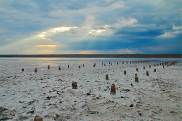 Cloudy evening over the salty estuary.