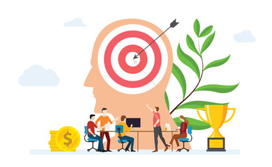 customer target mind team business development for marketing concept with people and head icon with modern flat style - vector