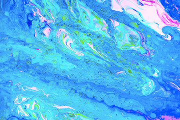 Acrylic paint . Abstract art background,fluid acrylic painting on canvas. Backdrop blue color for your design .