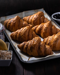 Croissants on an oven tray