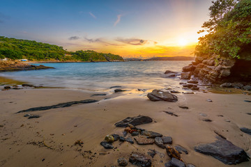 Azedinha Beach in Buzios, Rio de Janeiro, Brazil. Sunset seascape of Buzios.