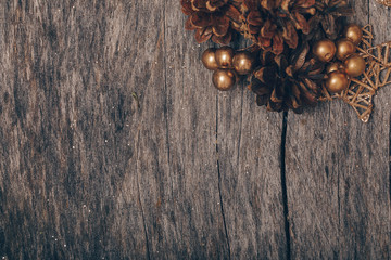 christmas decoration on wooden background