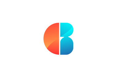 icon letter G orange blue alphabet for company logo design