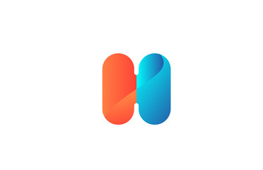 icon letter H orange blue alphabet for company logo design