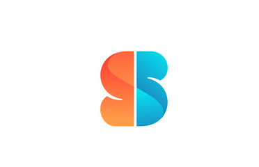 icon letter S orange blue alphabet for company logo design