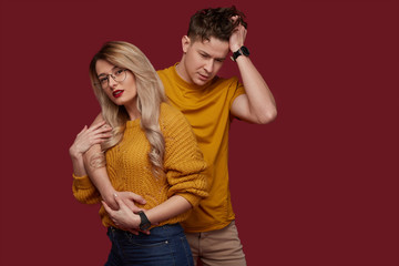 Pretty couple in yellow clothes