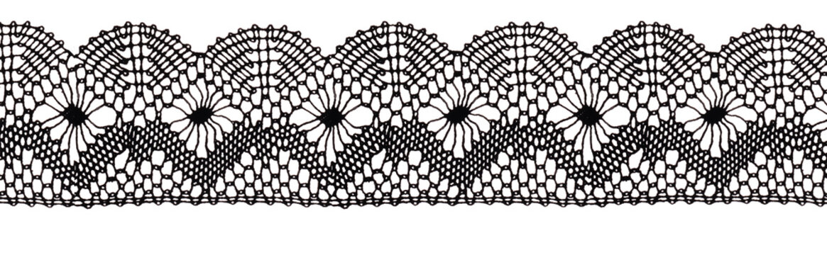 Black Trim Lace Ribbon On White Stock Vector (Royalty Free) 1942859674